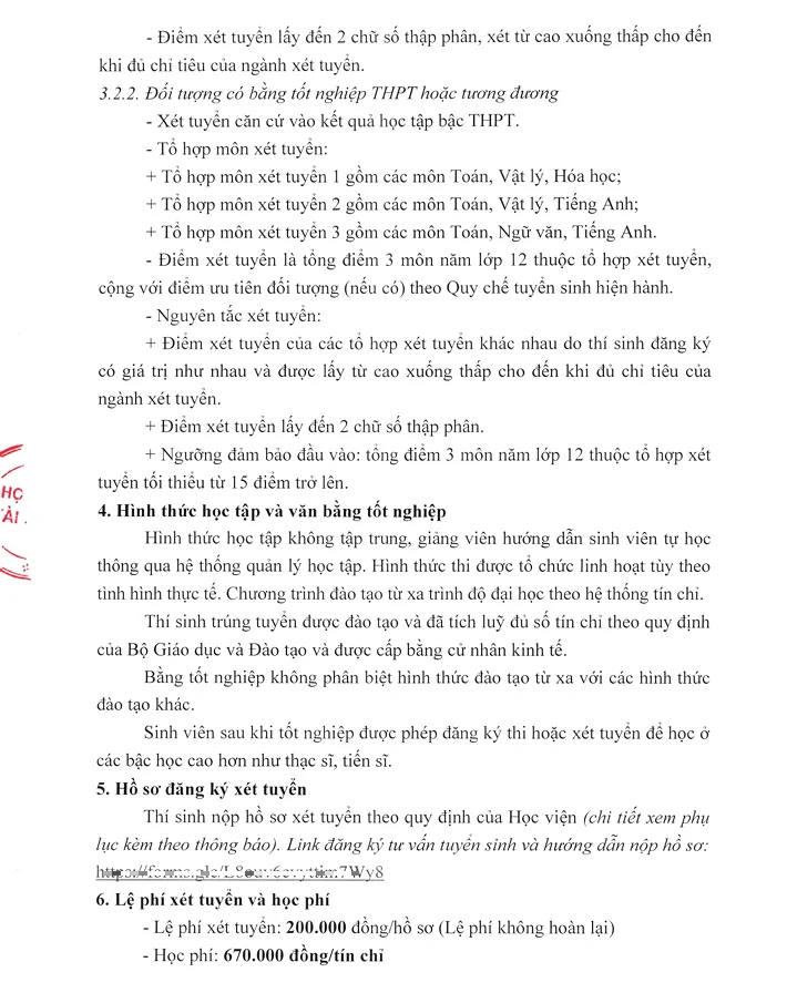 Th&ocirc;ng B&aacute;o HỌC VIỆN T&Agrave;I CH&Iacute;NH TUYỂN SINH HỆ CỬ NH&Acirc;N TỪ XA ĐỢT 1 2026