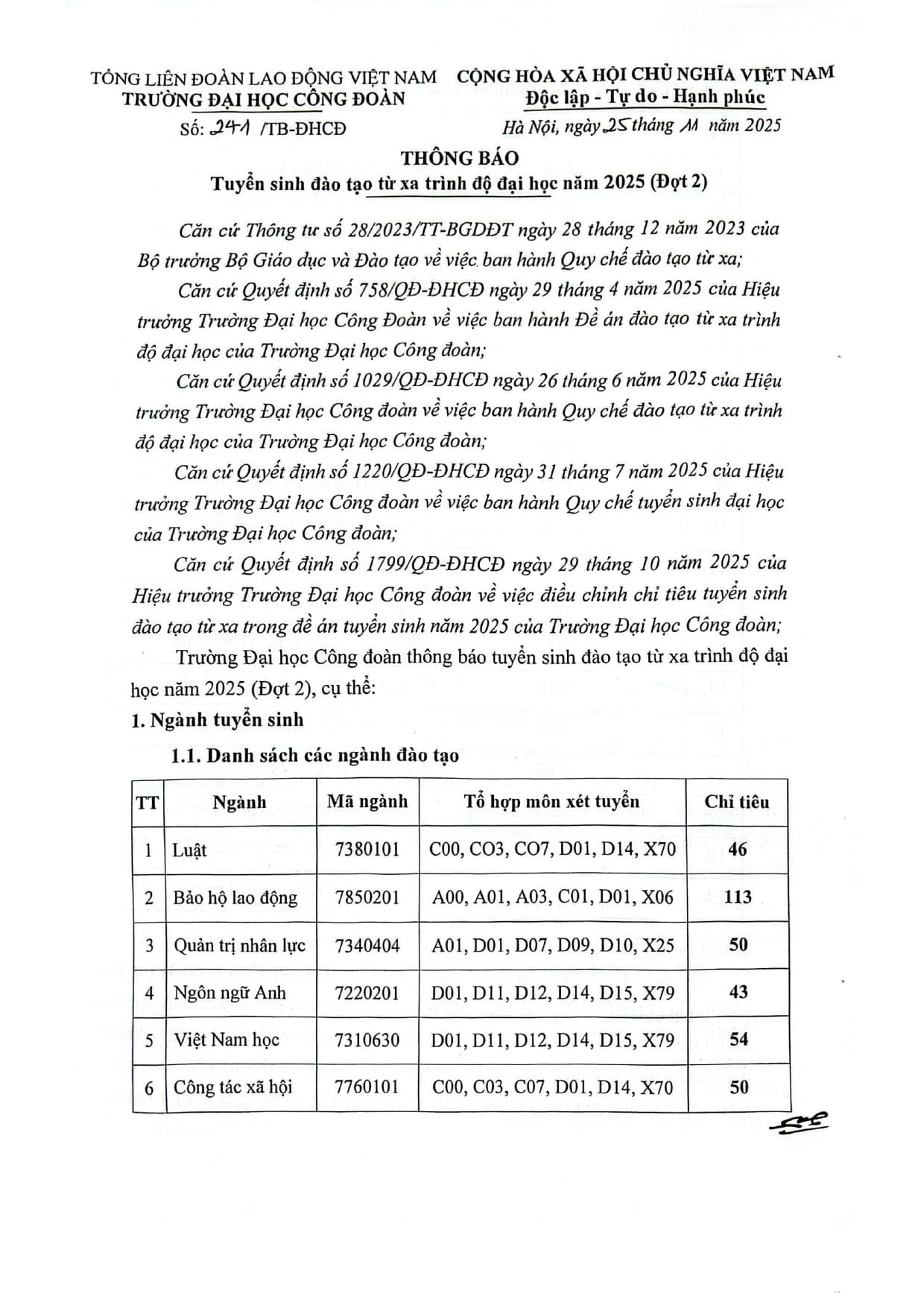 TRƯỜNG ĐẠI HỌC CÔNG ĐOÀN LDA