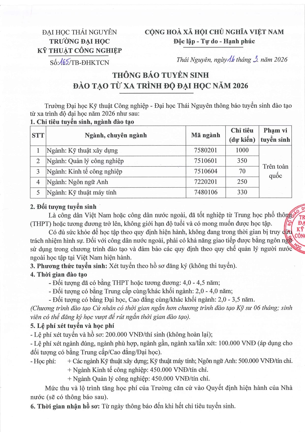 TRƯỜNG ĐẠI HỌC KỸ THUẬT CÔNG NGHIỆP TNUT