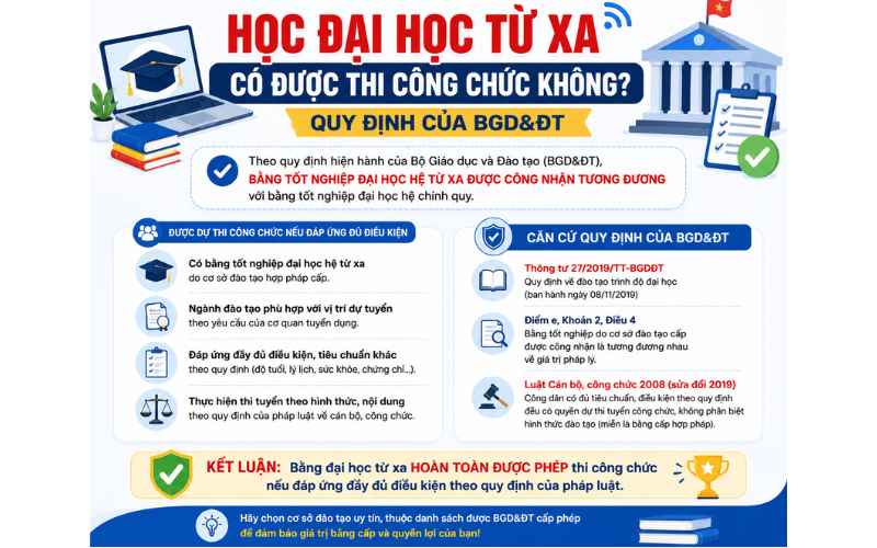 Học Đại Học Từ Xa có được thi công chức không? Quy định của BGD&ĐT