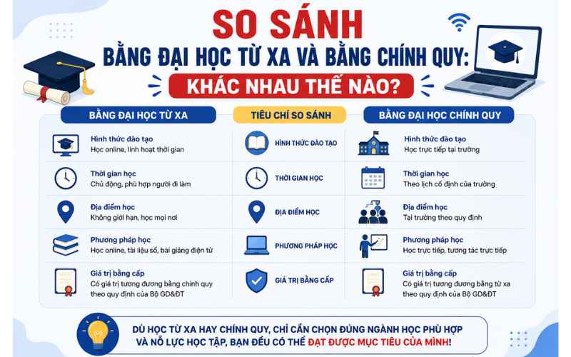 So Sánh Bằng Đại Học Từ Xa Và Bằng Chính Quy: Khác Nhau Thế Nào?